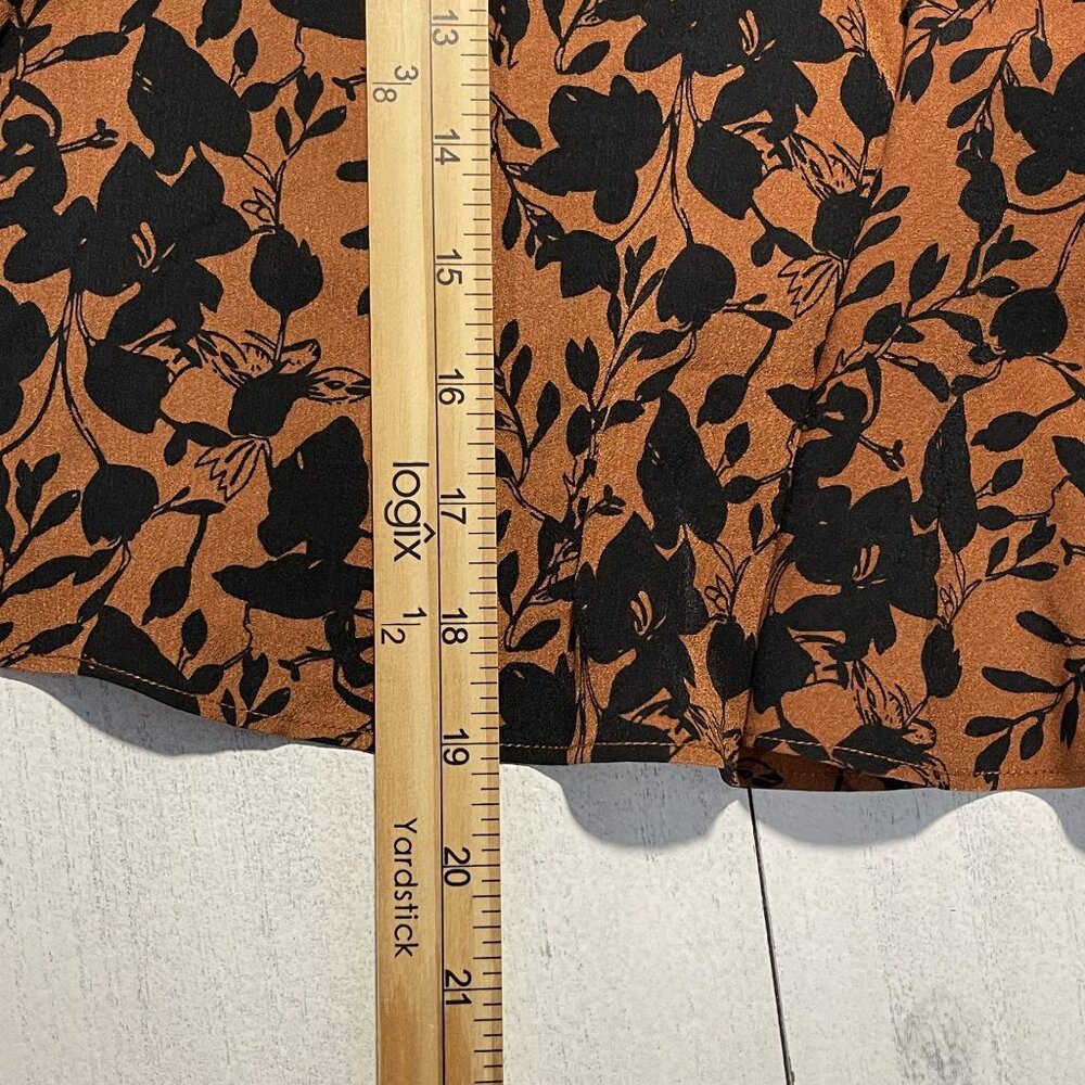 Kori America Women's Floral Print Dress Small Orange & Black Polyester Lined - Picture 5 of 11